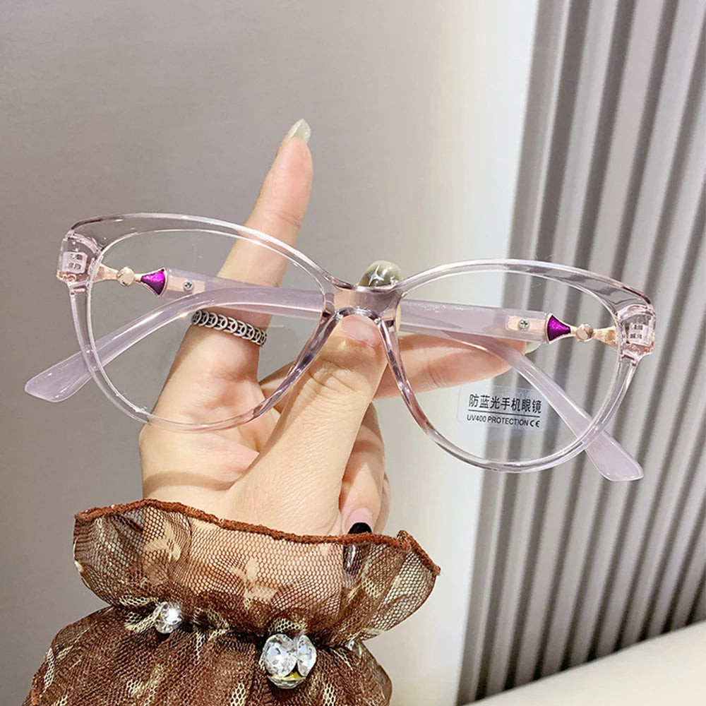 KLASSNUM Women Luxury Reading Glasses 2025 Trendy Cat Eye Frame Anti Blue Ray Eyepiece Magnifing Transparent Plus Lens +1.0-4.0