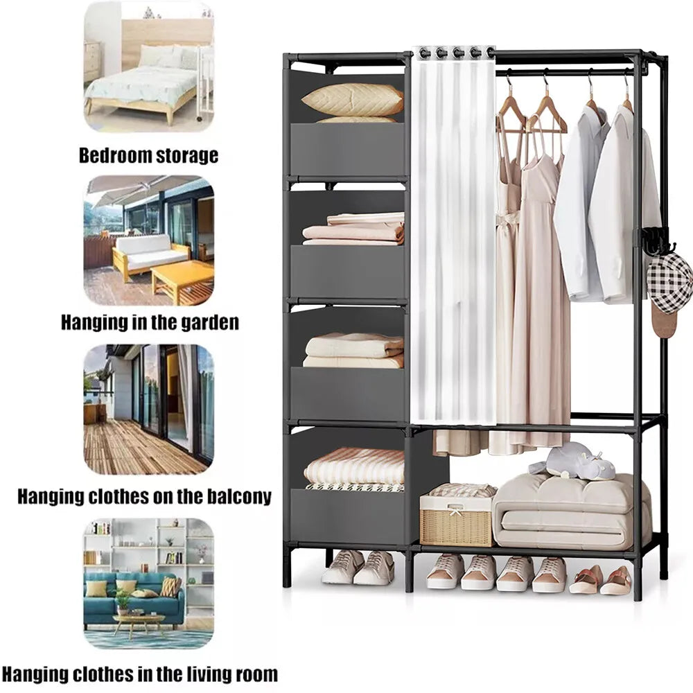 Heavy Duty Metal Clothes Rails Storage Garment Shelf Hanging Rack Display Stand+