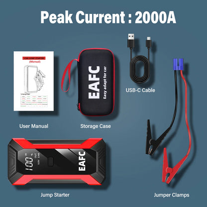 Power Bank 2000A/600A 12V Car Battery Jump Starter Portable Charger Petrol Diesel Auto Starting Device Booster Emergency Starter