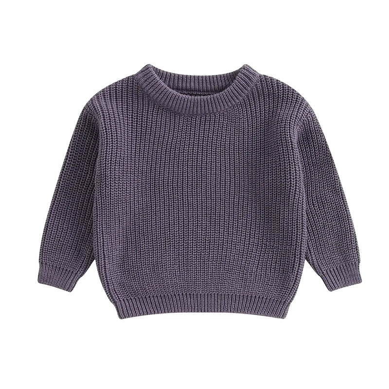 Suefunskry Newborn Baby Girl Boy Knitted Long Sleeve Autumn Winter Sweater Solid Loose Pullover Casual Tops Kids Clothes 0-5Y