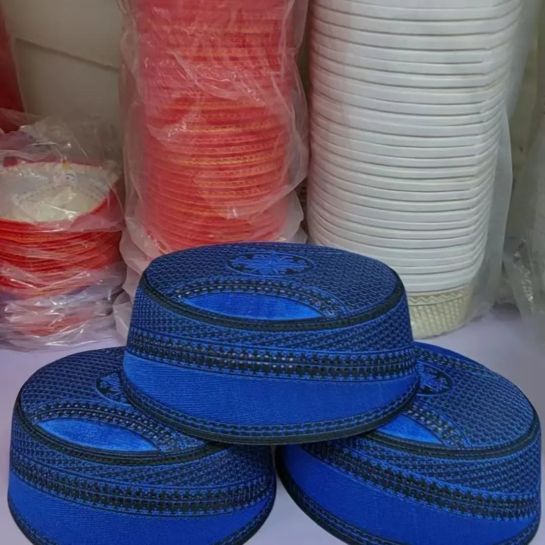 Flat Muslim Hats for Men Embroidered Eid Prayer Hat Ethnic Cultural Islamic Holiday Gift Bonnet Dubai Saudi Caps Turban