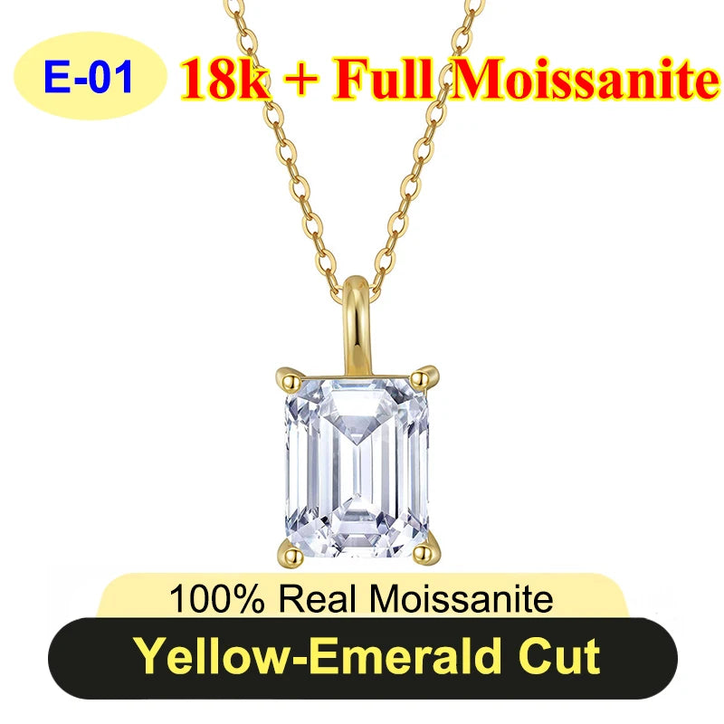 PureNew 1-5ct Classic Full Moissanite Necklace For Women S925 Silver Plated 18k Gold D Color VVS1 Women's Moissanite Chain Gift
