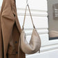 BURMINSA Soft Genuine Leather Crescent Hobo Bag For Women Slouchy Cowhide Shoulder Bag Retro Daily Work Crossbody Purse Handbags