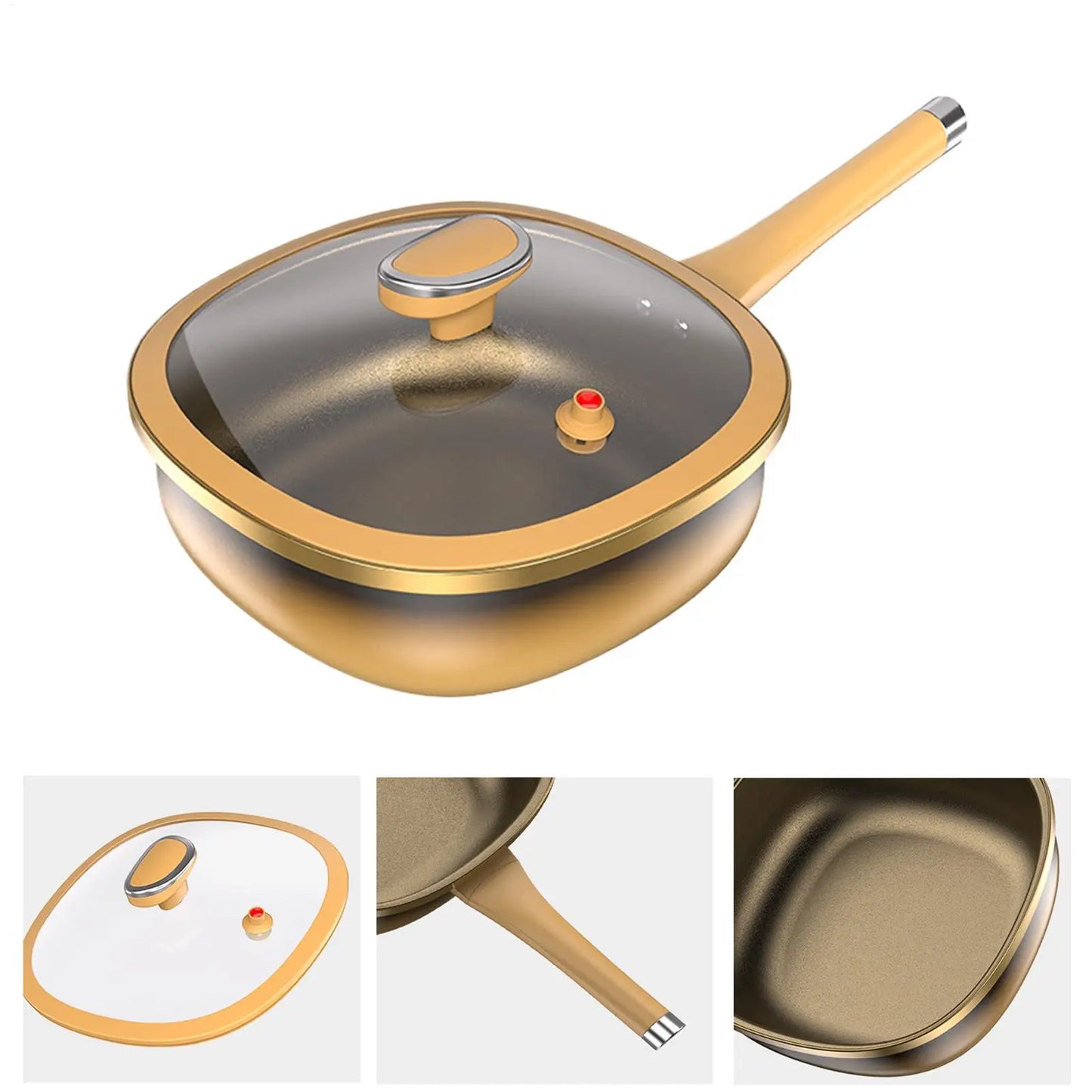 Titanium Alloy Non-Stick Pot with Lid 30CM Large Capacity Household Frying Pan Kitchen Induction Cooker Gas Stove Universal