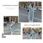 Blue Korean Style Woolen Coat Loose Women's Fashion Autumn Winter New Arrival Medium Length Belted Outerwear for Ladies | Women's Fashion