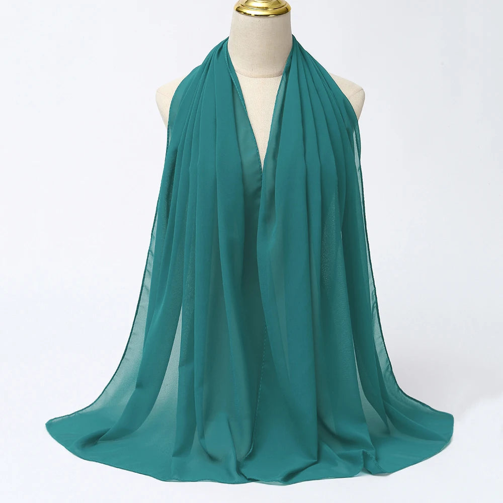 Muslim Chiffon Hijabs For Woman Long Solid Color Head Wrap For Women Shawls Scarves Ladies Muslim Veil Hijab