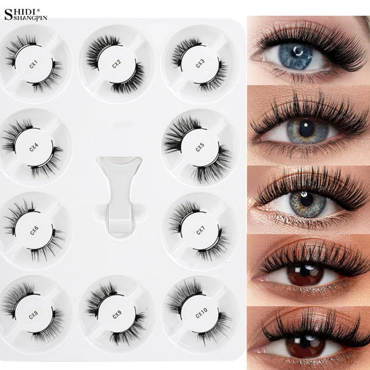 Magnetic Lashes Kit With Curler 10 pairs Reusable Fluffy Natural Magnetic Mink False Eyelashes Waterproof No Glue Needed Makeup