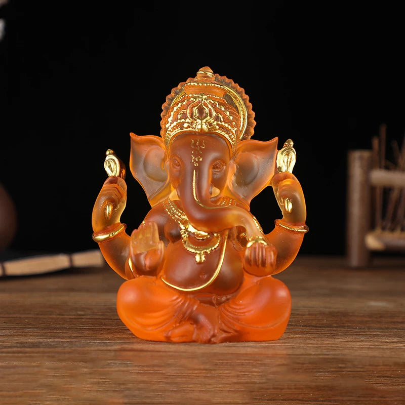 Handmade Resin Lord Ganesha Statue Elephant God Ganpati Figurine for Home Altar Hindu Decor Prosperity Gift