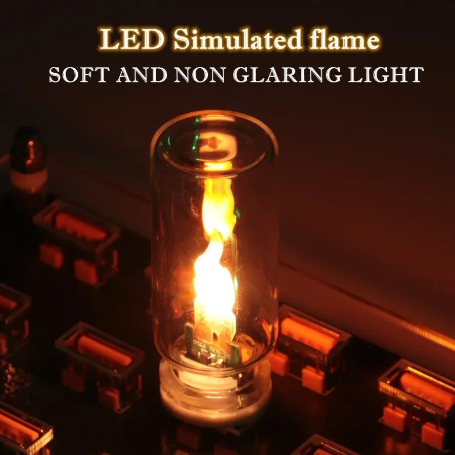 USB Flame Flickering LED Frosted Clear Glass Candle Night Light Simulated Flame for Car Home Room Laptop PC Festival Decoration