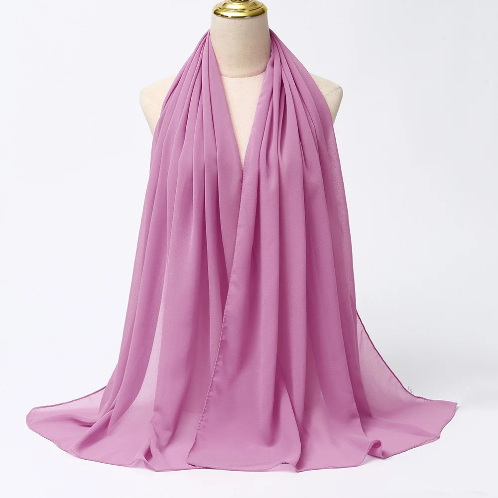 Muslim Chiffon Hijabs For Woman Long Solid Color Head Wrap For Women Shawls Scarves Ladies Muslim Veil Hijab