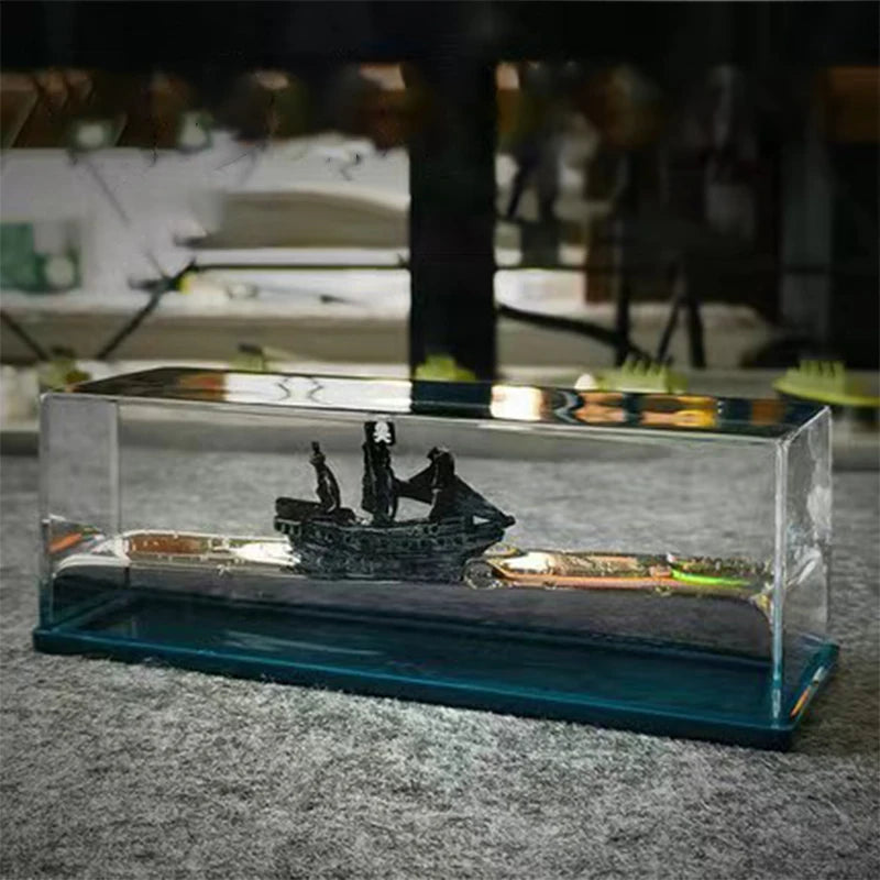 Cruise Fluid Drifting Bottle Titanic Black Pearl Dinosaur Era Style Drifting Ship Ornament Home Boy Girl Gift Desktop Decoration