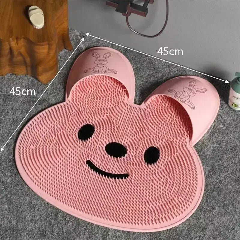 Rabbit Anti Slip Bath Mat Circular Massage Design Back Suction Cup Scrubber Foot Back Shower Anti Fall Device Bathroom Supplies