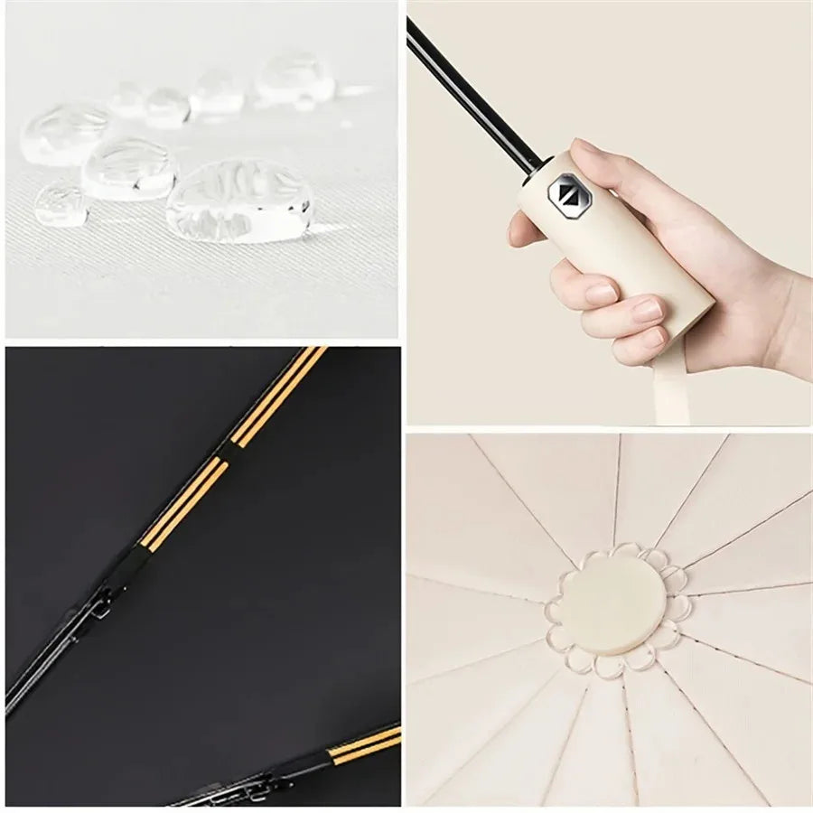 UPF 50+ UV Sun Umbrella Automatic Windproof Folding Compact Travel Parasol Rain