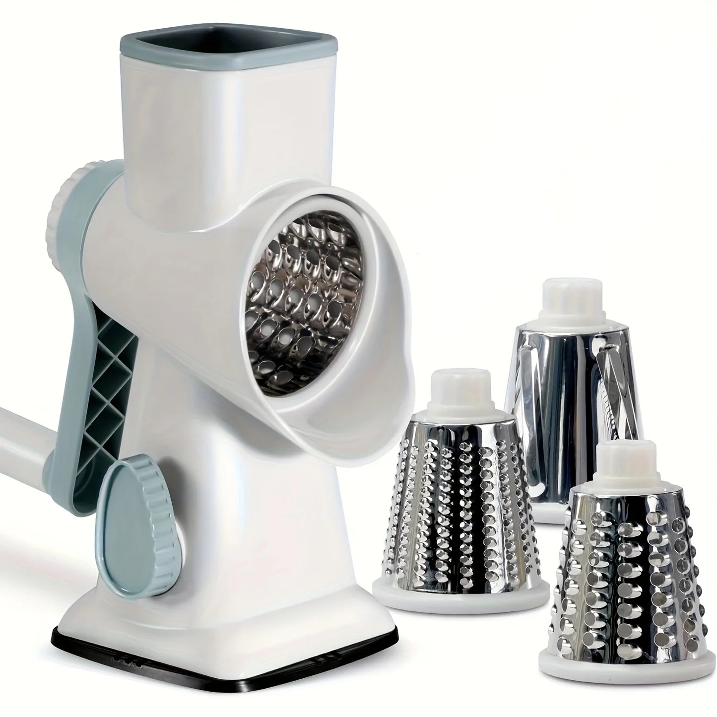 1Set 3 in 1 Rotary Cheese Grater Versatile Manual Vegetable Slicer Peanut Nuts Grinder Cheese Vegetable Shredder Clear JT242