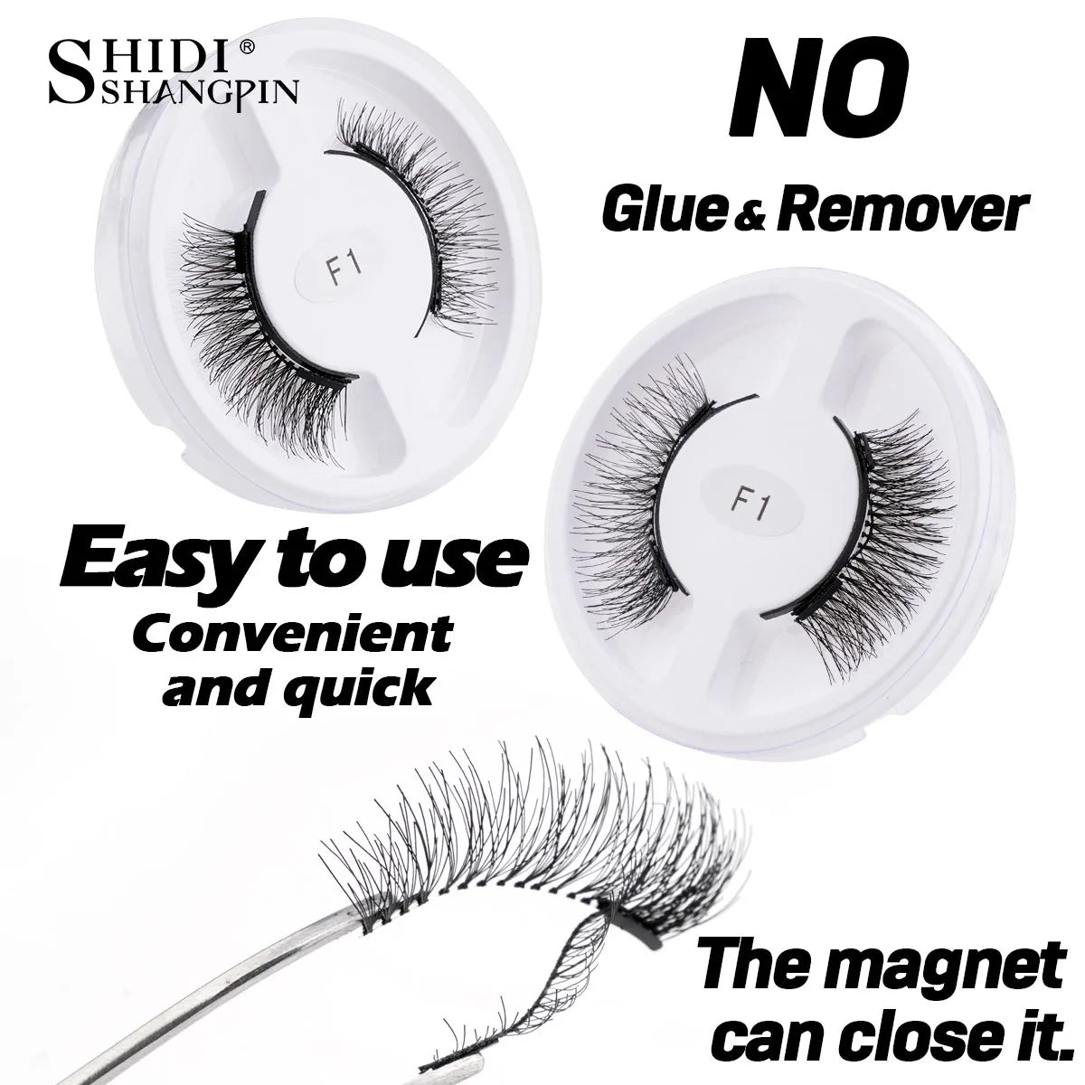 5 Styles 1 boxes Reusable Magnetic Eyelashes Tweezers Set Lash Extension Natural Curler 3-Step Press On False Eyelashes in bulk