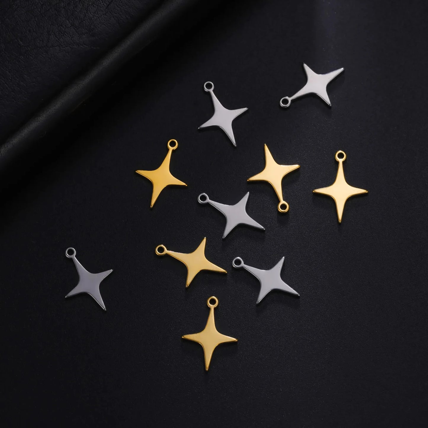 EUEAVAN 5pcs Stainless Steel Charms for Jewelry Making Leaves Lotus Flower Star Pendant Mini Charm Necklace Bracelet DIY Gifts