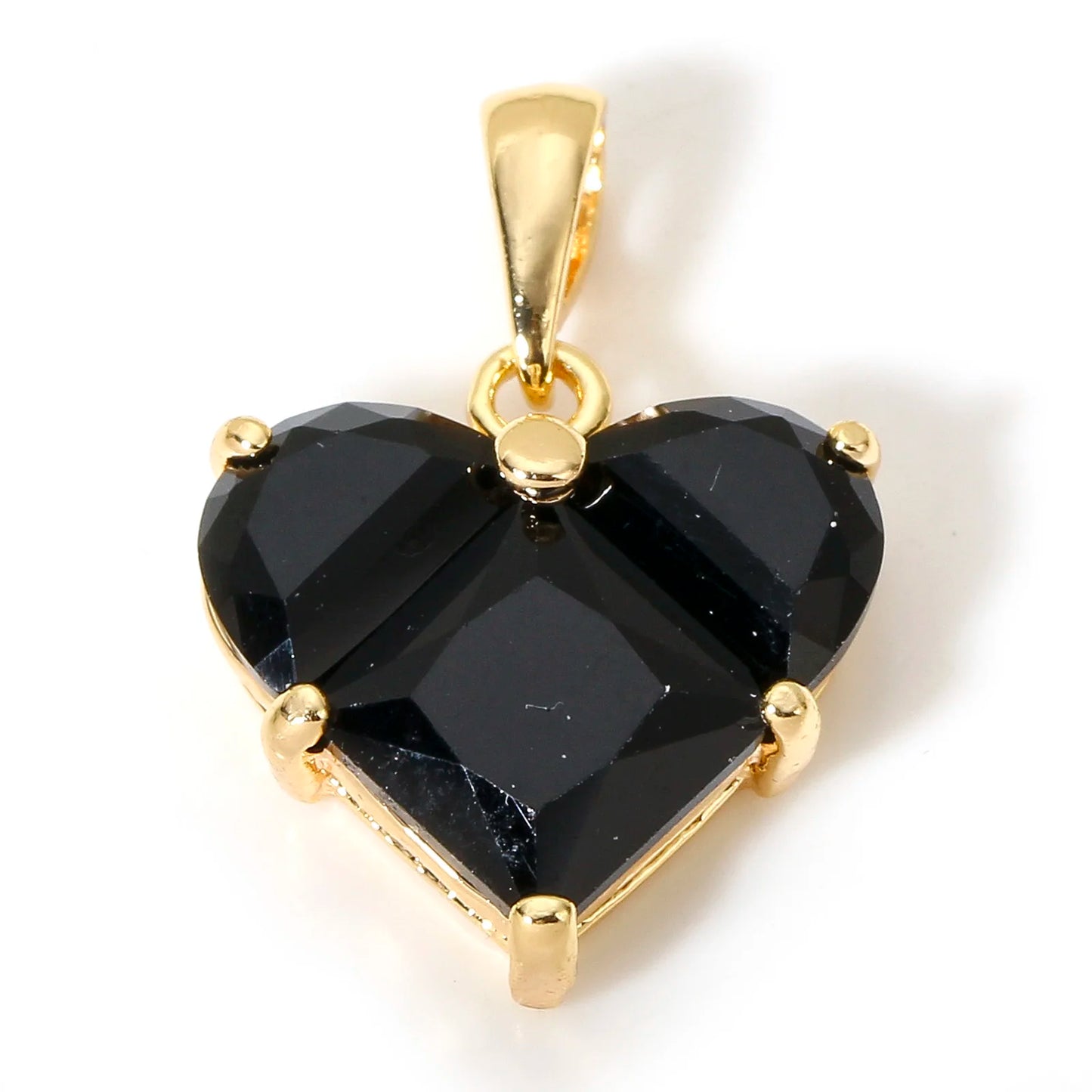 1 Piece Sweet Copper Valentine's Day Charms Gold Color Heart Cubic Zirconia Pendants For DIY Necklace Jewelry Making 20mm x 14mm