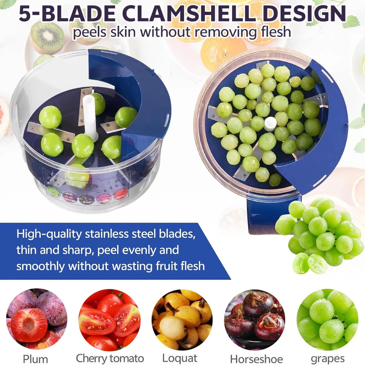 Automatic Fruit Peeler Machine With an exit - Wireless Portable Grape/Peach Plum  Peeler for Home, Fast & Easy Kitchen Gadget