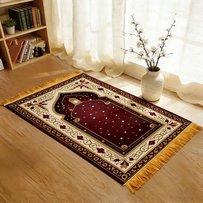 VIKAMA Crescent Moon Arch Islamic Prayer Rug Soft Comfortable Lightweight Foldable Prayer Mat for Muslim Worship