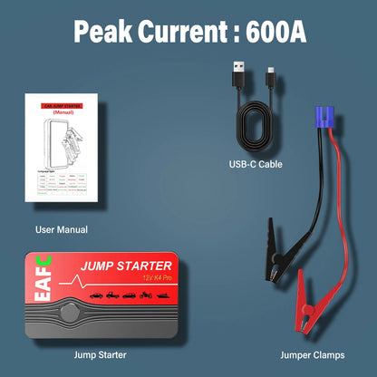 Power Bank 2000A/600A 12V Car Battery Jump Starter Portable Charger Petrol Diesel Auto Starting Device Booster Emergency Starter