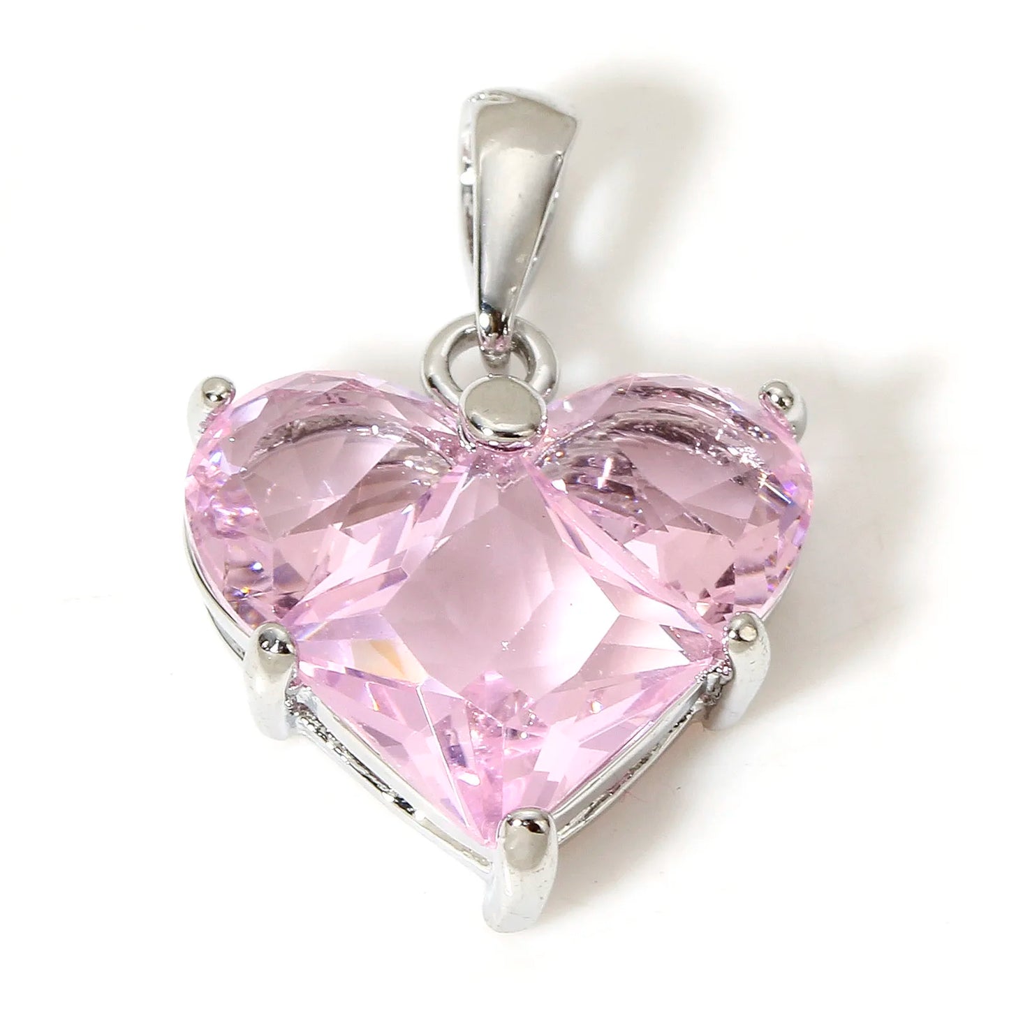 1 Piece Sweet Copper Valentine's Day Charms Gold Color Heart Cubic Zirconia Pendants For DIY Necklace Jewelry Making 20mm x 14mm