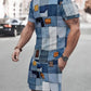 2025 Summer Men's Clothing Letter Print Short Sleeve Top Men's Elastic Waist Shorts 2-piece Set Plus Size T Shirts Shorts Set
