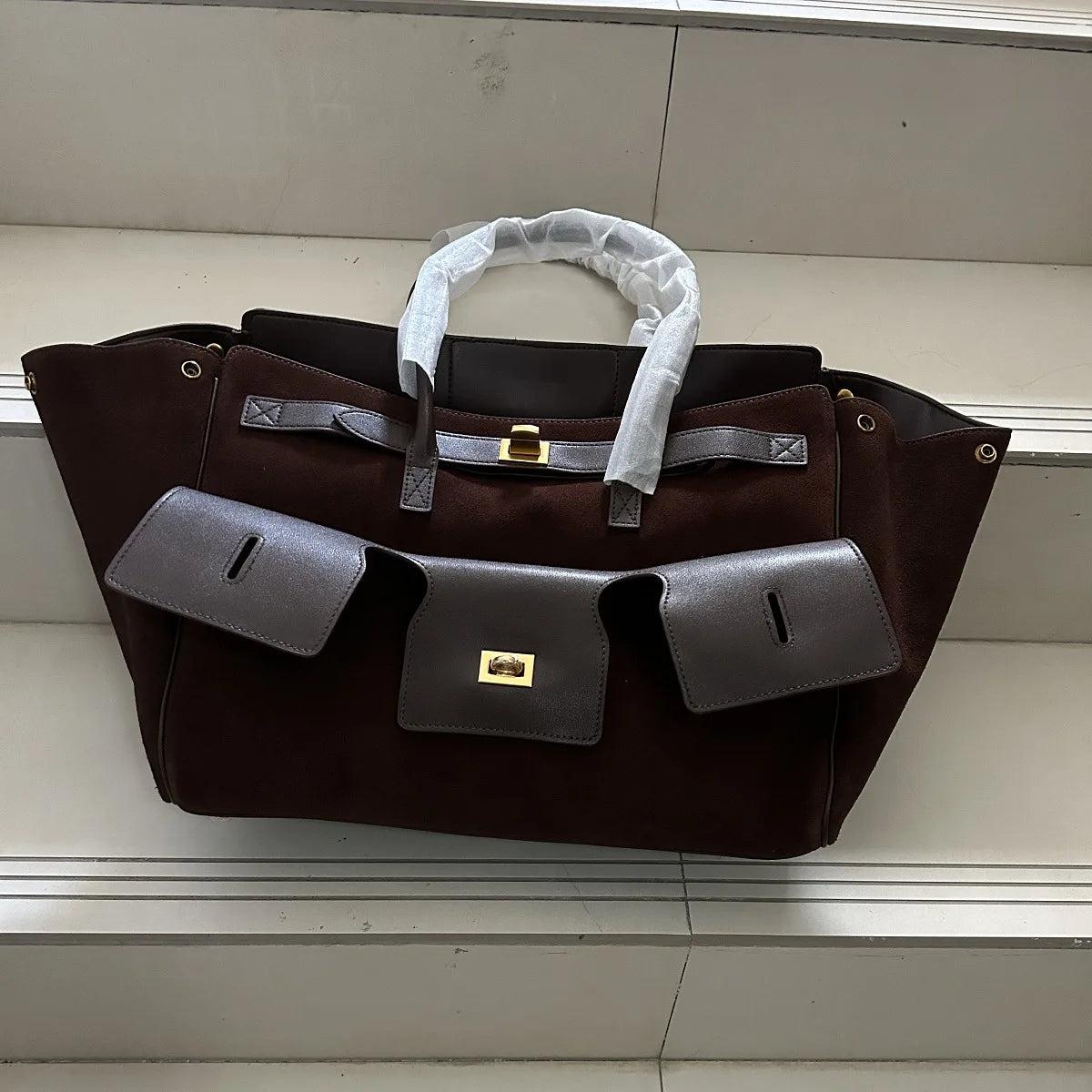 Genuine Cowhide Leather Tote Top Women's Bag Large-Capacity Neutral Motorcycle Wing Underarm Messenger Bag for Ladies 2025