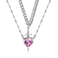 2Pcs Gothic Punk Sword Heart Creative Couple Necklace for Women Men Lovers Sparkling Y2K Heart Pendant Jewelry Accessories Gifts