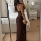 Mozision One Shoulder Lace See Through Sexy Maxi Dress Women Gown Fashion Off-shoulder Sleeveless Backless Club Long Dresses