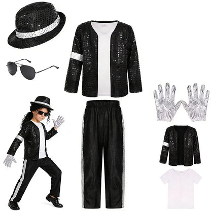 Michael Jackson Kids Clothes Halloween Cosplay Birthday Party Dance Performance Children's Costume Pop Star Boys Girls Outfits
