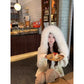 New Autumn and Winter Models Fur Neck Sweater Hooded Coat Female Lazy Wind Knit Cardigan Zipper Sweater Thick Blouse