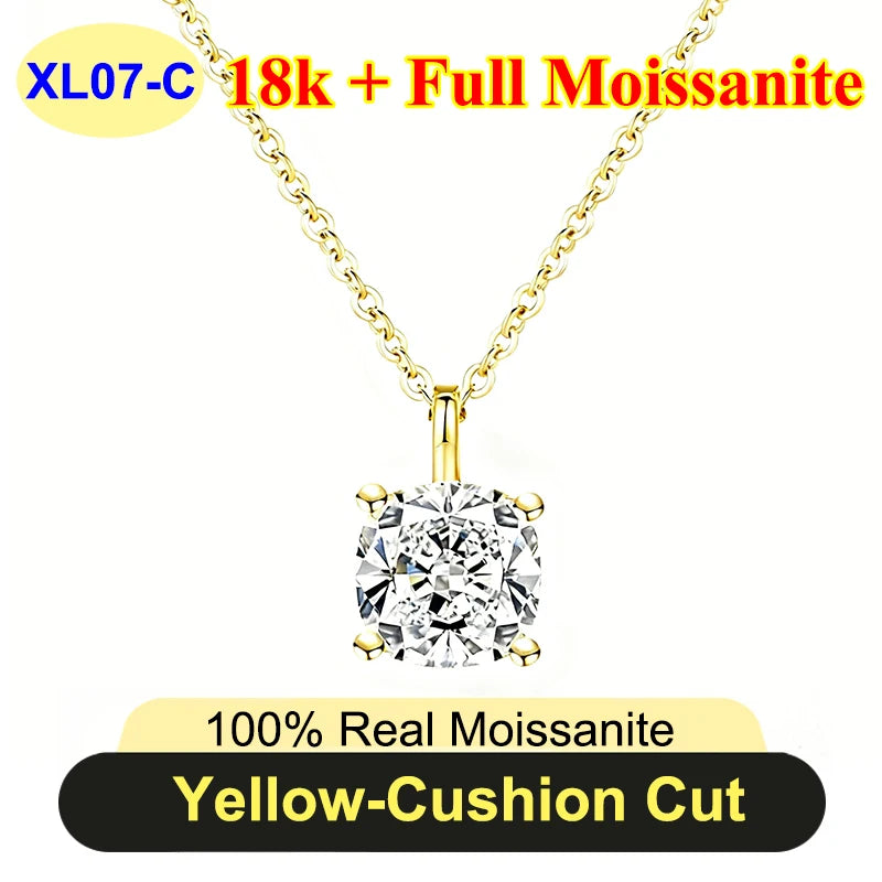 PureNew 1-5ct Classic Full Moissanite Necklace For Women S925 Silver Plated 18k Gold D Color VVS1 Women's Moissanite Chain Gift