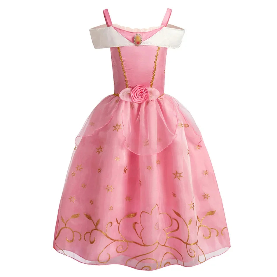 Girls Princess Dress Kids Birthday Cosplay Cinderella Snow White Aurora Rapunzel Halloween Costume Children Party Dresses