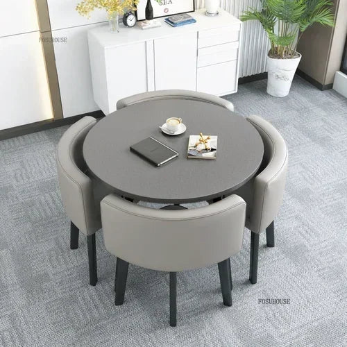 Nordic Round Dining Tables Set for Dining Room Furniture Kitchen Dining Table Set with 4 Chairs Home  Light Luxury Center Tables