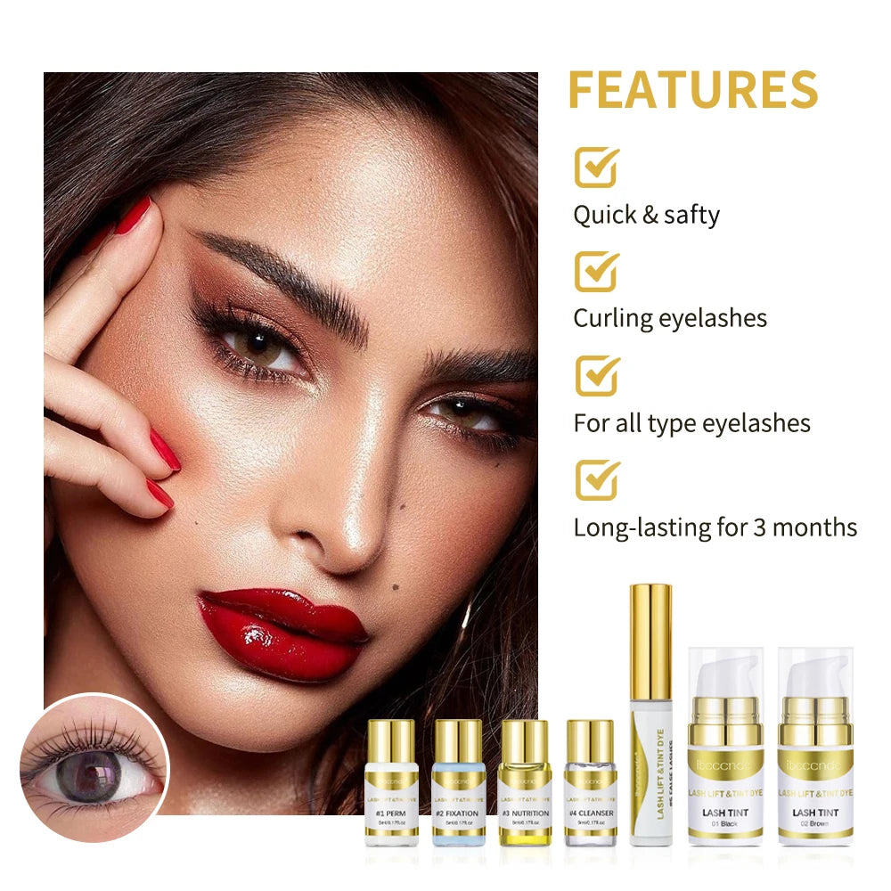 Upgraded Lash Lift & Tint Kit Semi Permanent Eyelash Curling Perm Dye Set Professional Long Lasting Curl Supplies For Beauty Salon DIY Home Lash Makeup Tools