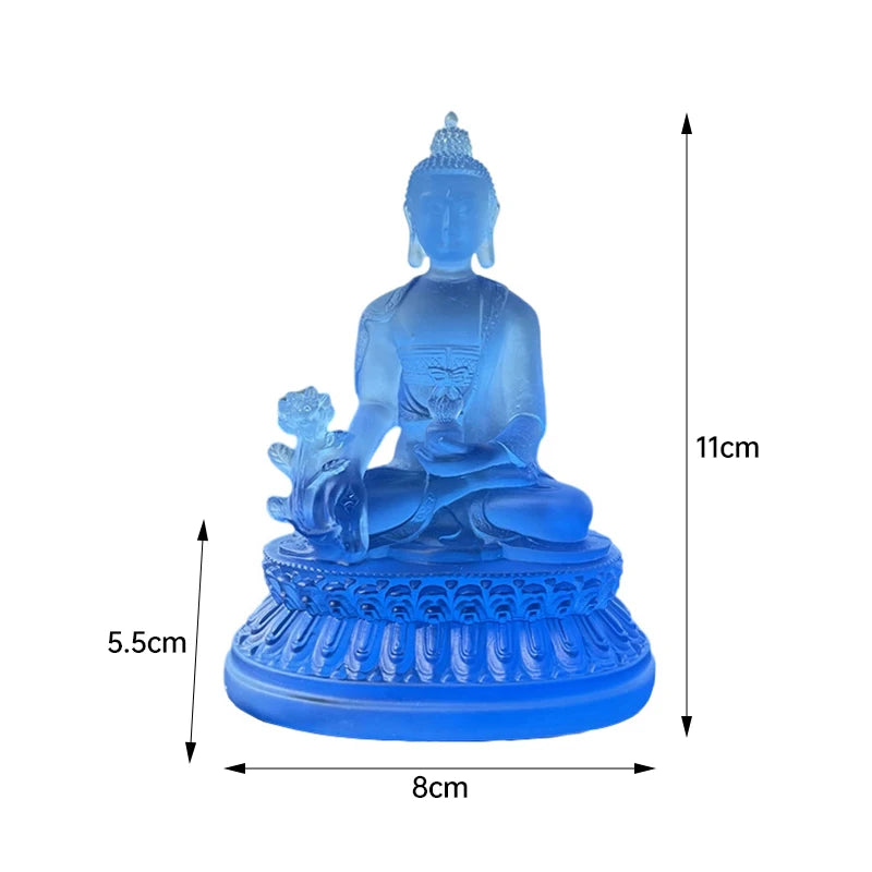 1Pc Thai-style Blue Medicine Buddha Statue Zen Ornaments Resin Craft Resin Buddha Crafts Handmade Pharmacist Buddhist Sculpture
