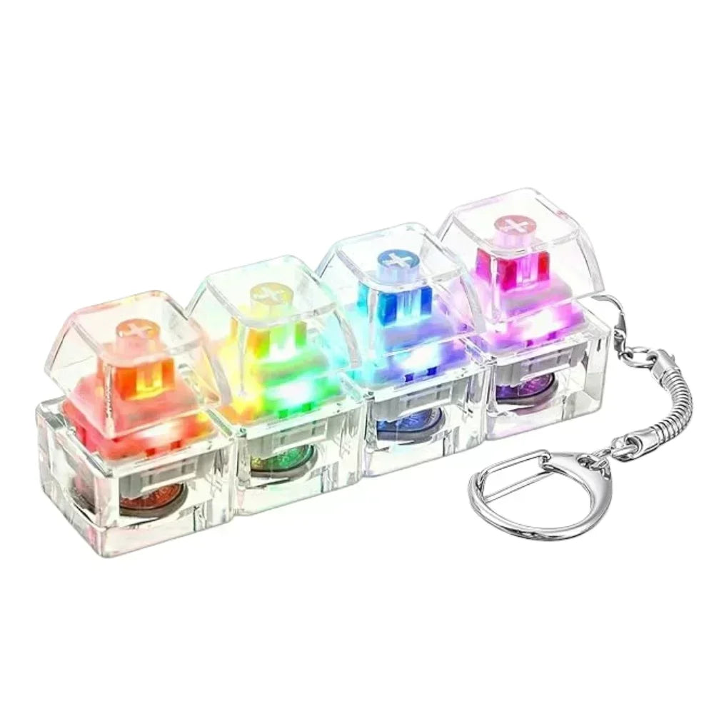 Illuminated Keyboard Keyring Clickable LED Button Toy for Stress Relief Perfect Fidget Gadget for Office Desk Anxiety Calming