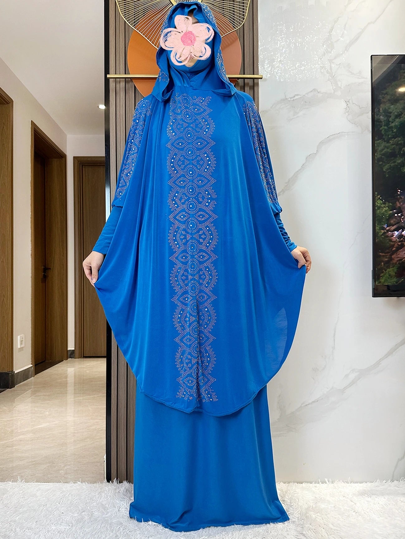 New Two Piece Set Solid Jilbab Prayer Muslim Abaya Set Women Prayer Garment Dress Hijab Long Khimar Skirt Sets Islamic Ramadan
