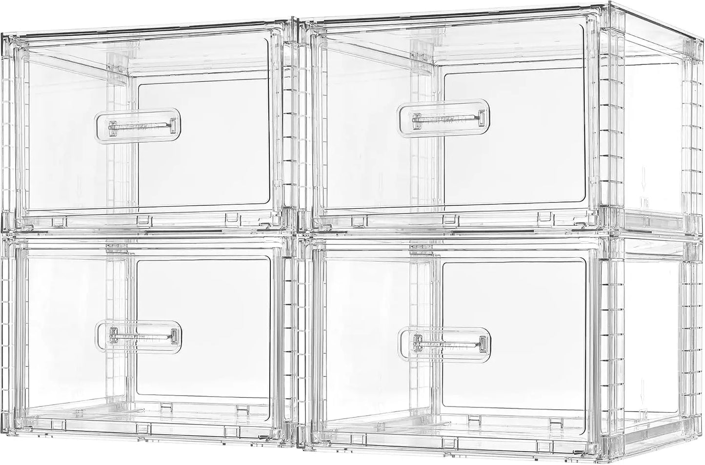 4 Pack Clear Stackable Storage Drawers 15QT, Easily Assemble Closet Organizers,Plastic Storage Bins for Bathroom,Cabinet,Kitchen