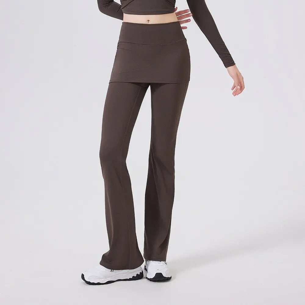 Women's High-Waist Yoga Pants Flared Sports Pants Hip Covering Skirt Running Leggings Dance Training Pilates Fitness Trousers