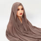 Chiffon Instant Hijab With Bulit-in Magnets Muslim Woman Hijab Solid Color Easy To Wear Shawl Wrap With Undercap Famme Headscarf