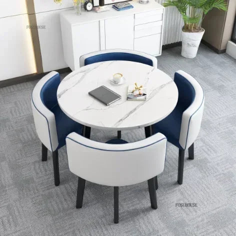 Nordic Round Dining Tables Set for Dining Room Furniture Kitchen Dining Table Set with 4 Chairs Home  Light Luxury Center Tables
