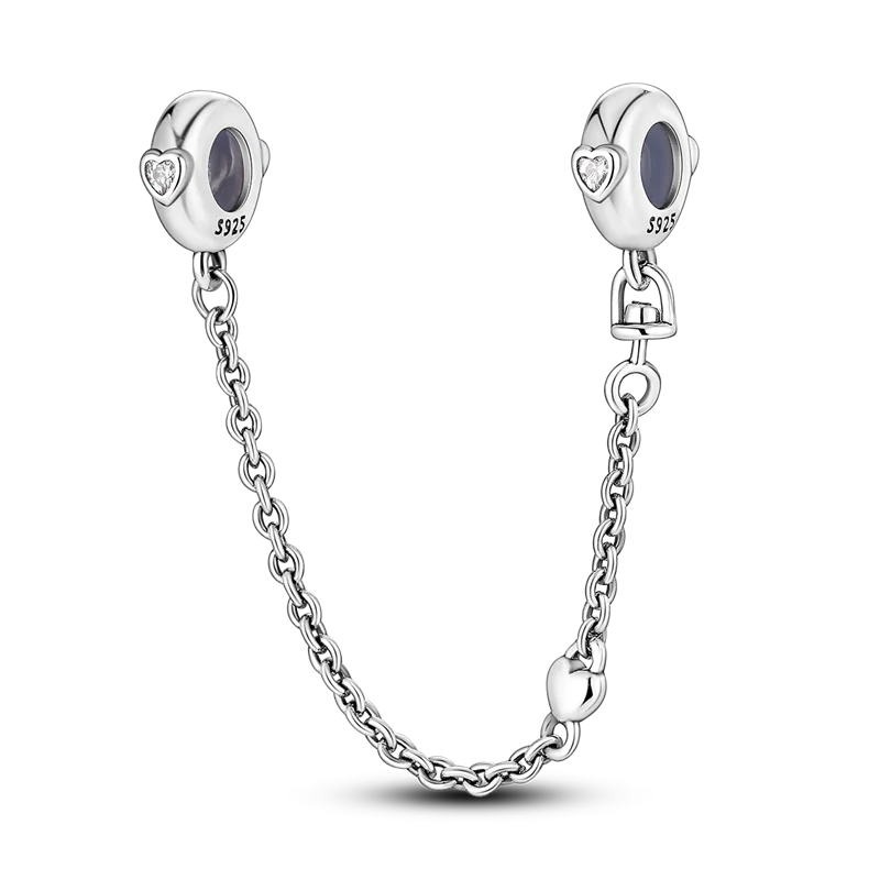 Silver Clasp 925 Sterling Silver CZ Pave Clip Charms Daisy Beads Stopper Safety Chain Fit Original Bangle Bracelet Jewelry Clips