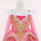 2026 Disney Sleeping Beauty Aurora Princess Dress Girl Cosplay Off Shoulder Kids Gifts Fancy Party Girl Baby Fine Lace Dress Set