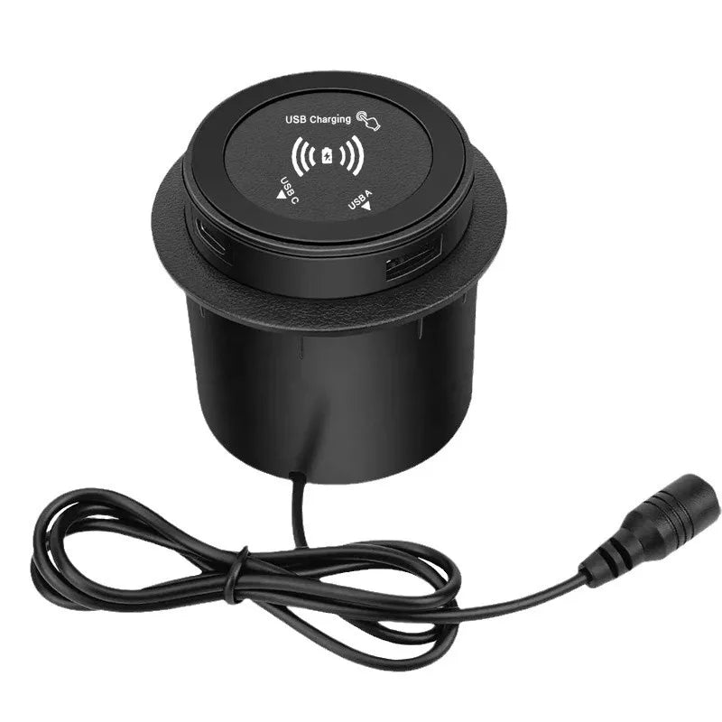 Multifunctional 3-in-1 30W Fast Wireless Charger Pop-up Desktop Embedded Quick Wireless Charger With USB Port For Smartphone