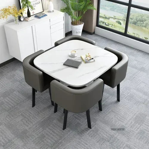 Nordic Round Dining Tables Set for Dining Room Furniture Kitchen Dining Table Set with 4 Chairs Home  Light Luxury Center Tables