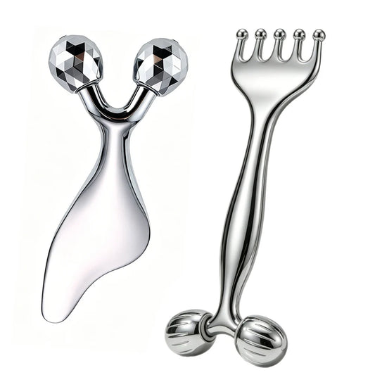 3D Facial Roller & Gua Sha Tool Stainless Steel Massage Roller For Face Eyes Chin Lift Tightening Skin Sculpting Beauty Tools