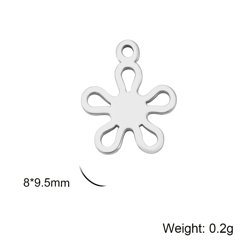 EUEAVAN 5pcs Stainless Steel Charms for Jewelry Making Leaves Lotus Flower Star Pendant Mini Charm Necklace Bracelet DIY Gifts