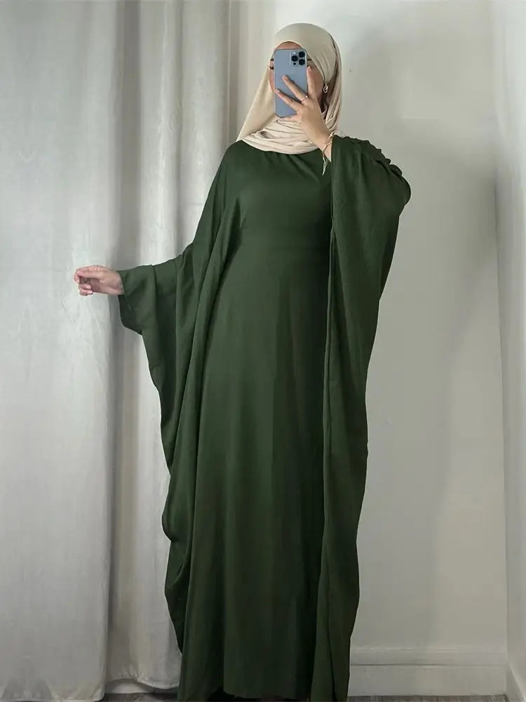Ramadan Eid Soft Crepe Khimar Batwing Abaya Dubai Islam Muslim Modest African Dresses For Women Kaftan Kebaya Robe Femme Musulma