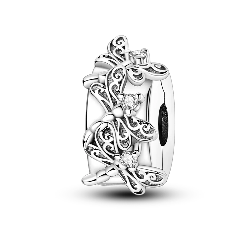 Silver Clasp 925 Sterling Silver CZ Pave Clip Charms Daisy Beads Stopper Safety Chain Fit Original Bangle Bracelet Jewelry Clips